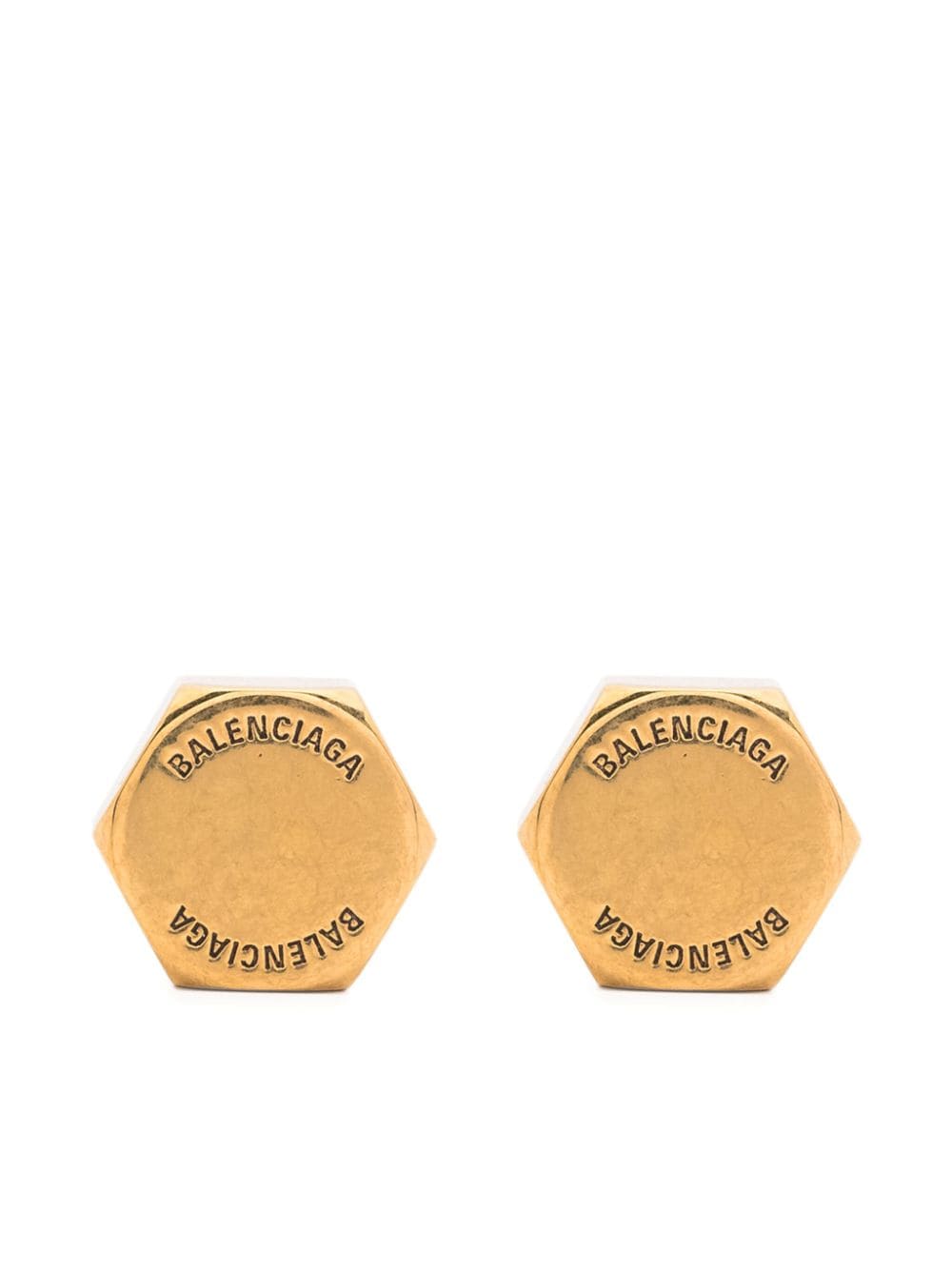 Balenciaga logo-engraved swivel earrings - Gold von Balenciaga