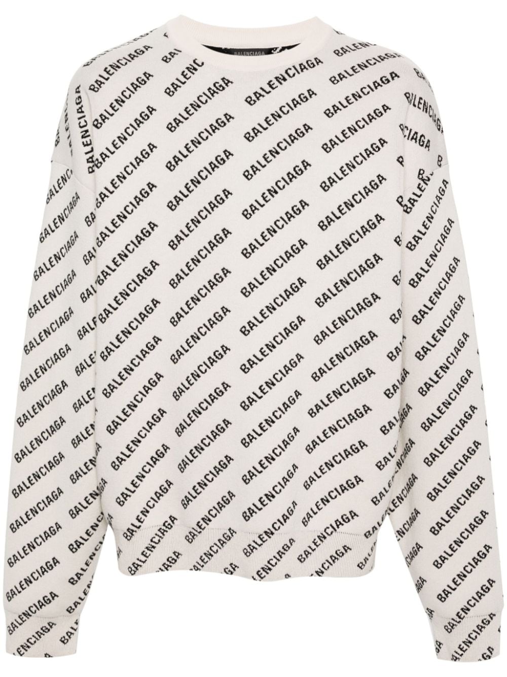 Balenciaga logo-intarsia knitted sweatshirt - Neutrals von Balenciaga
