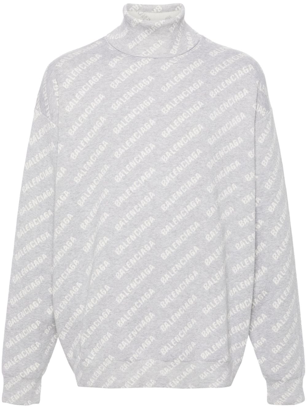 Balenciaga logo-intarsia roll-neck jumper - Grey von Balenciaga