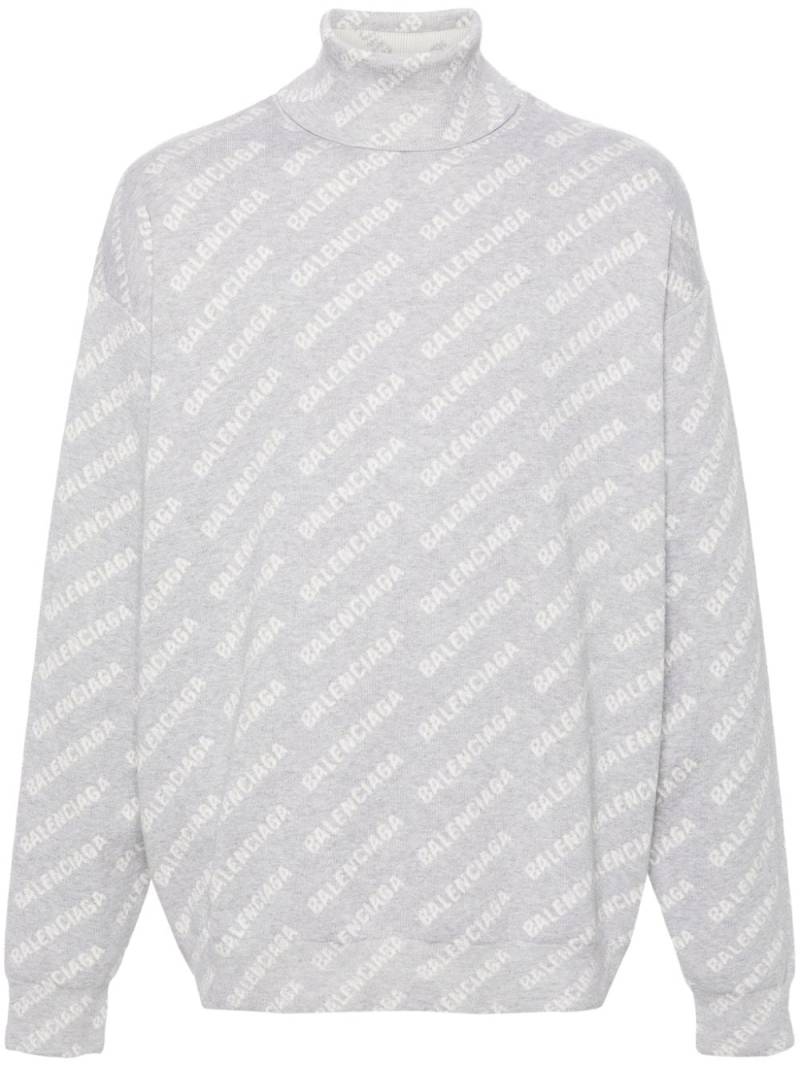 Balenciaga logo-intarsia roll-neck jumper - Grey von Balenciaga