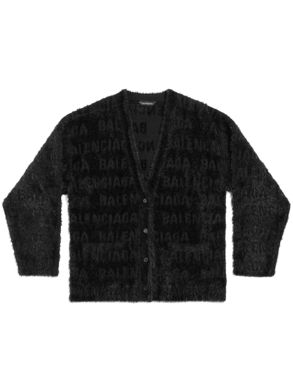 Balenciaga logo-jacquard faux-fur cardigan - Black von Balenciaga