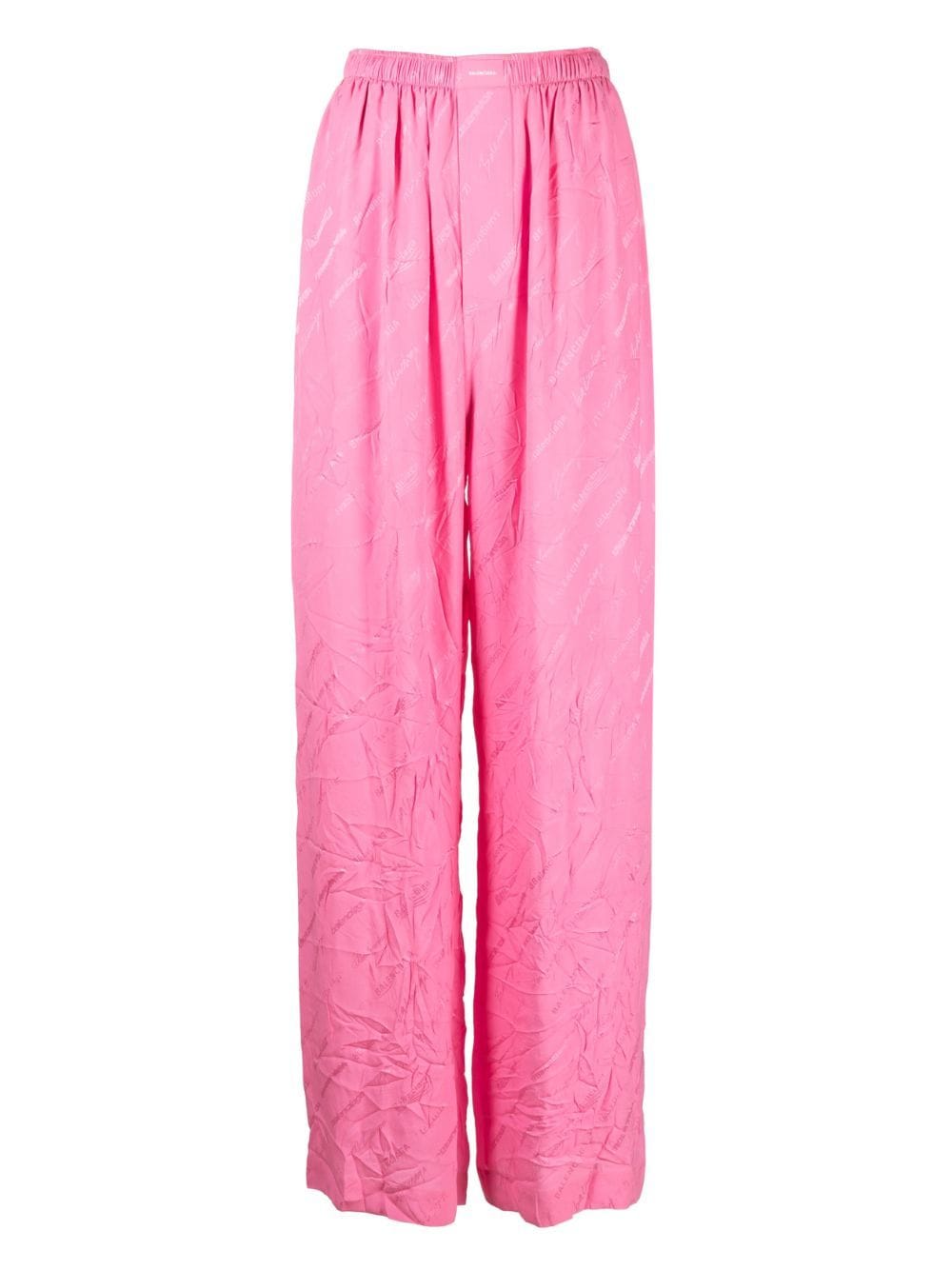 Balenciaga logo-jacquard wide-leg silk trousers - Pink von Balenciaga