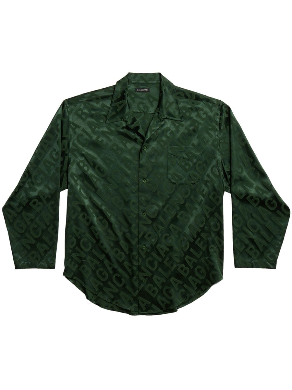 Balenciaga logo-patterned satin shirt - Green von Balenciaga