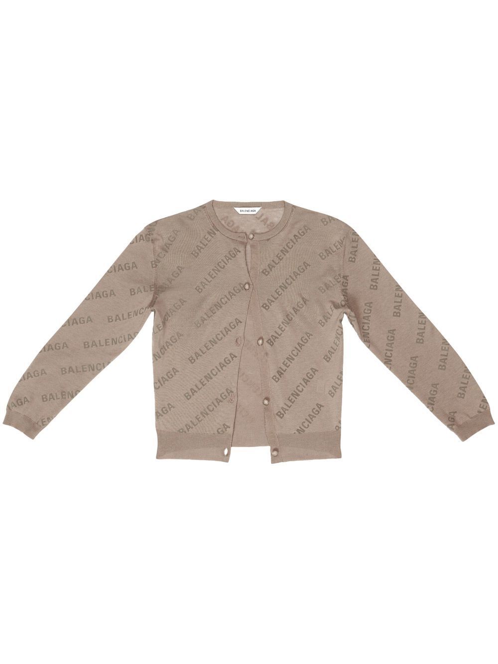 Balenciaga logo-print cotton cardigan - Neutrals von Balenciaga