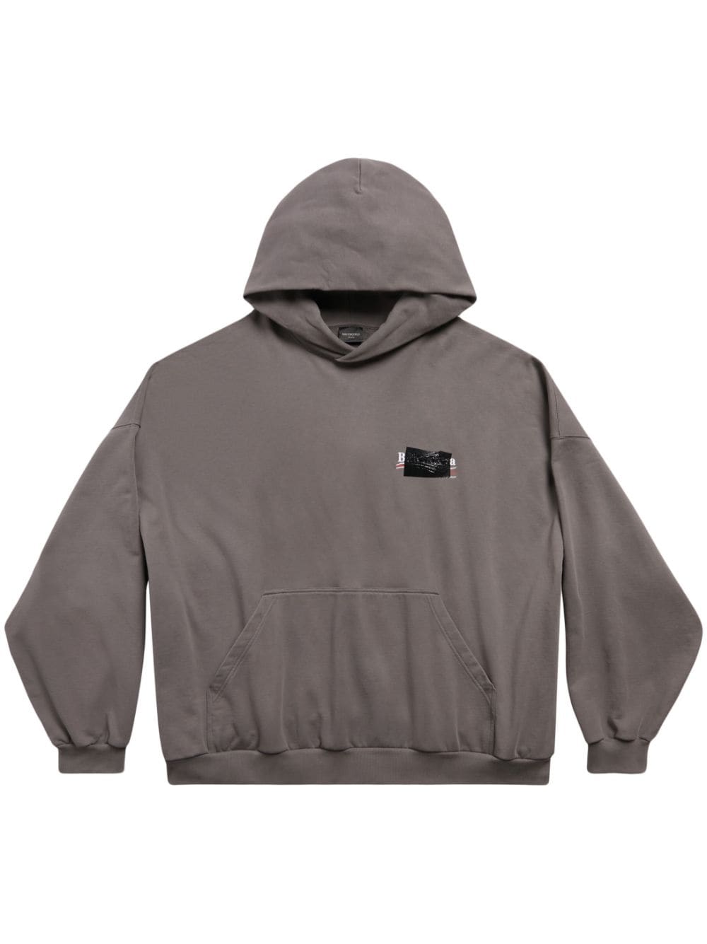 Balenciaga logo-print cotton hoodie - 1227 -SMOKED GREY/WT/RED von Balenciaga