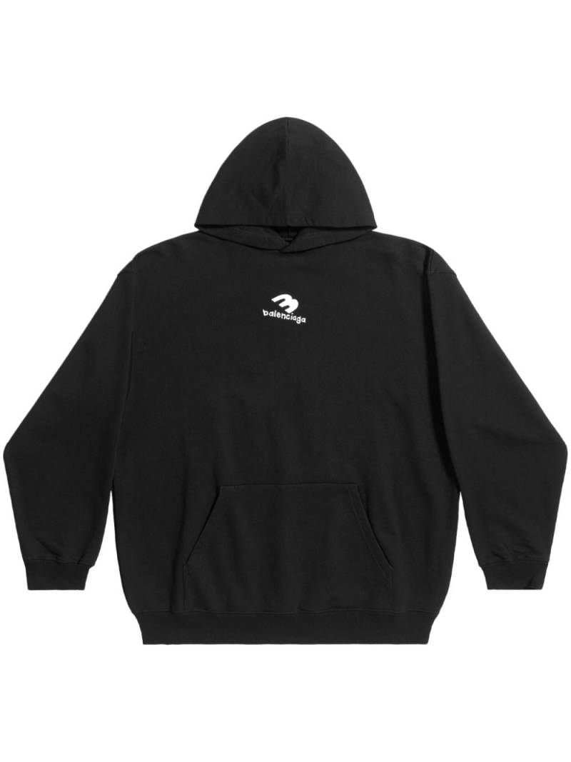 Balenciaga logo-print cotton hoodie - Black von Balenciaga