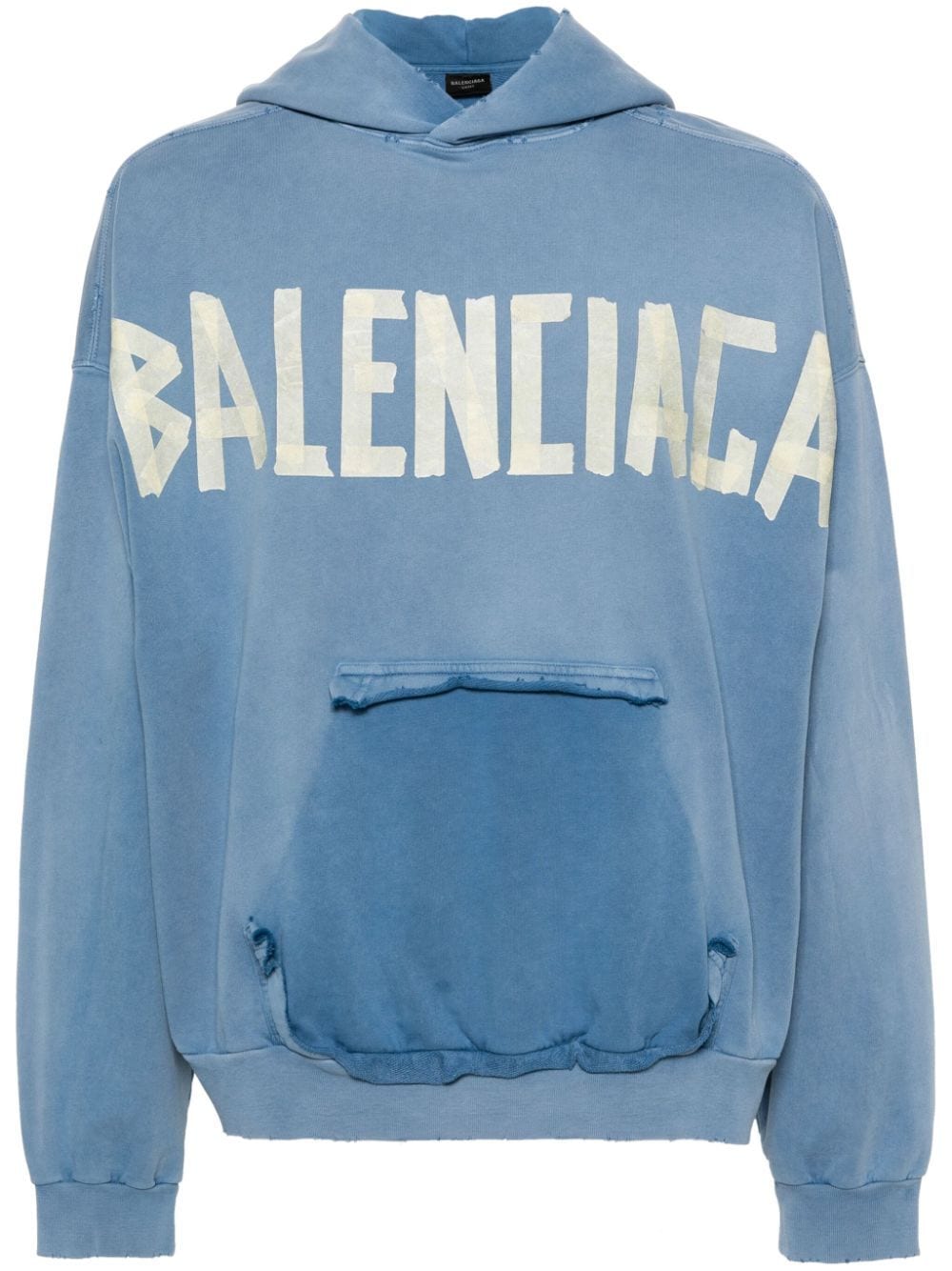 Balenciaga logo-print cotton hoodie - Blue von Balenciaga