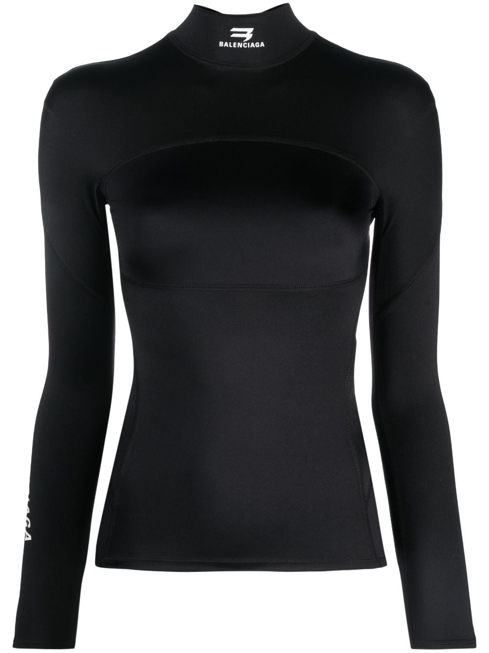 Balenciaga logo-print funnel-neck top - Black von Balenciaga