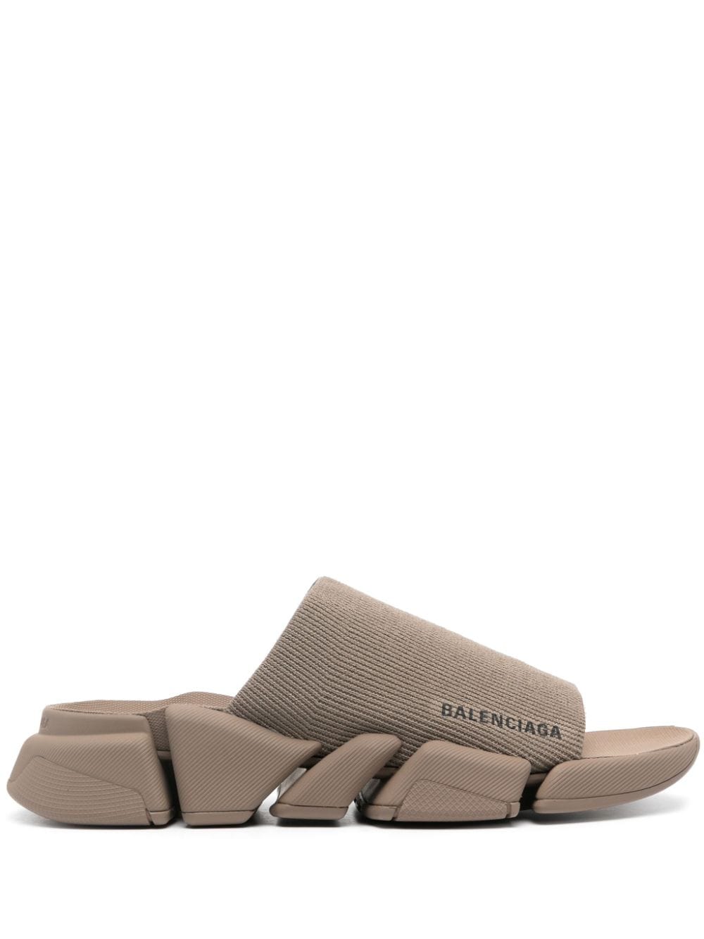 Balenciaga logo-print knitted slides - Brown von Balenciaga