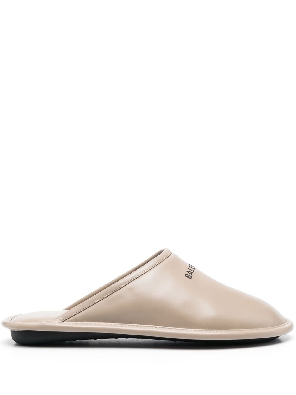 Balenciaga logo-print leather slippers - Neutrals von Balenciaga