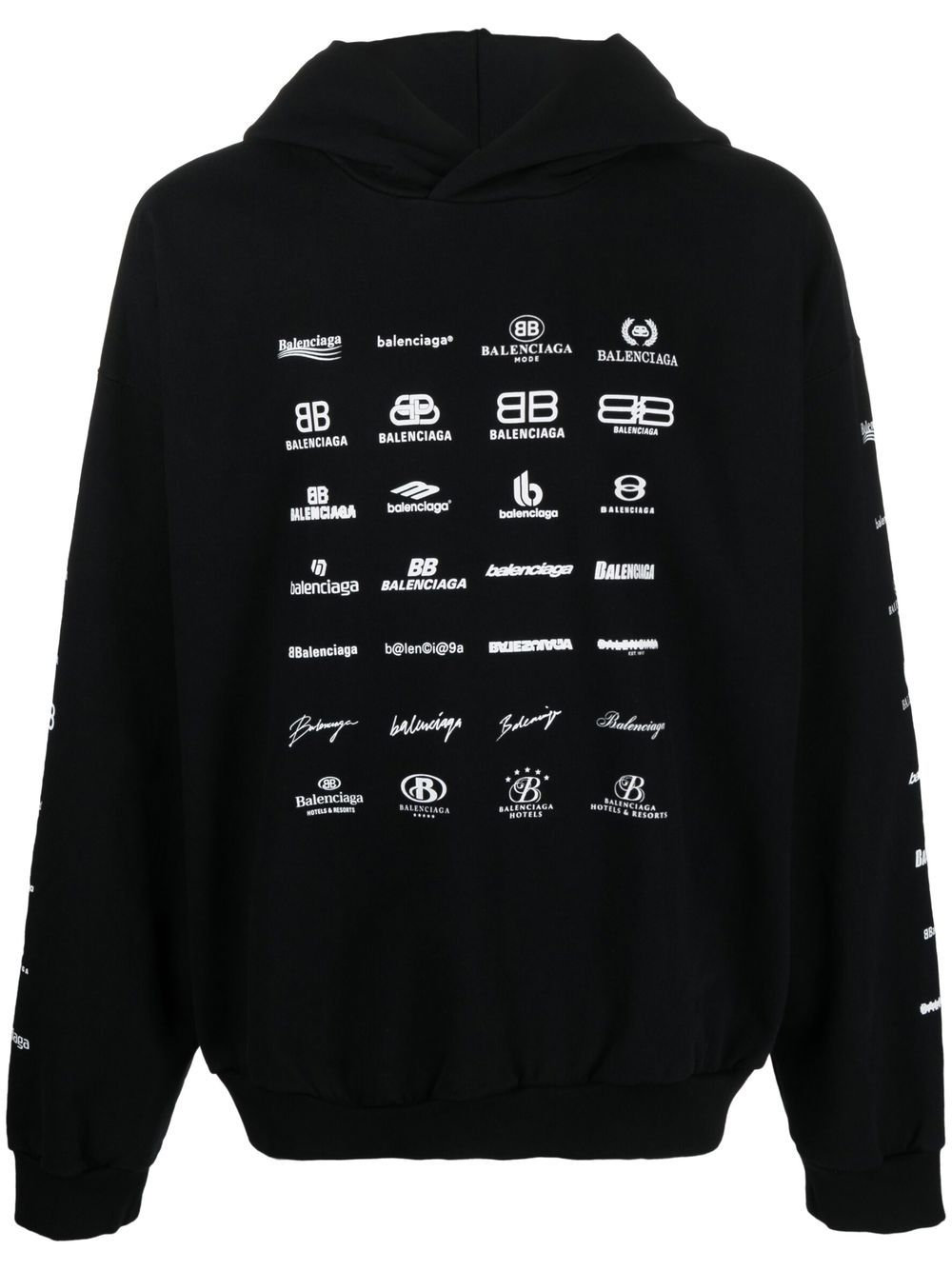 Balenciaga logo-print long-sleeve hoodie - Black von Balenciaga