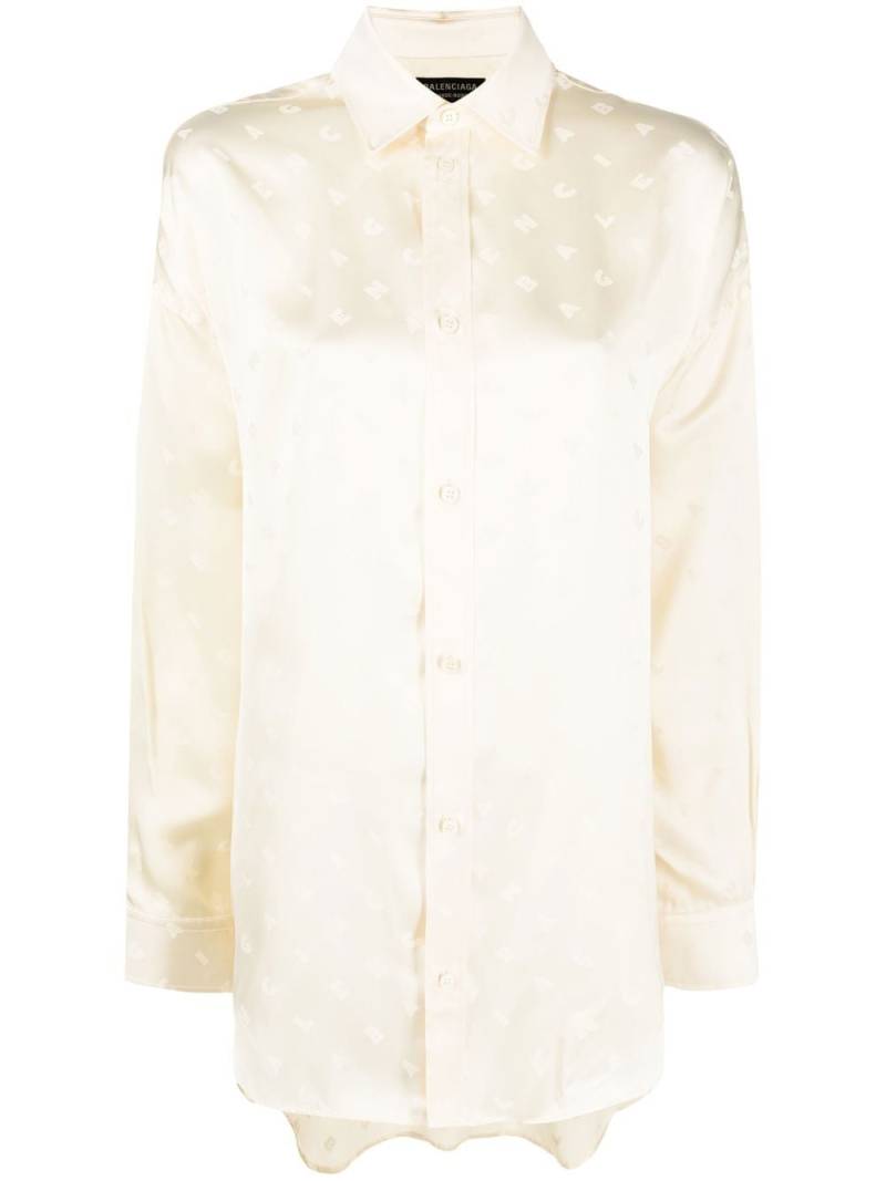 Balenciaga logo-print long-sleeve shirt - Neutrals von Balenciaga