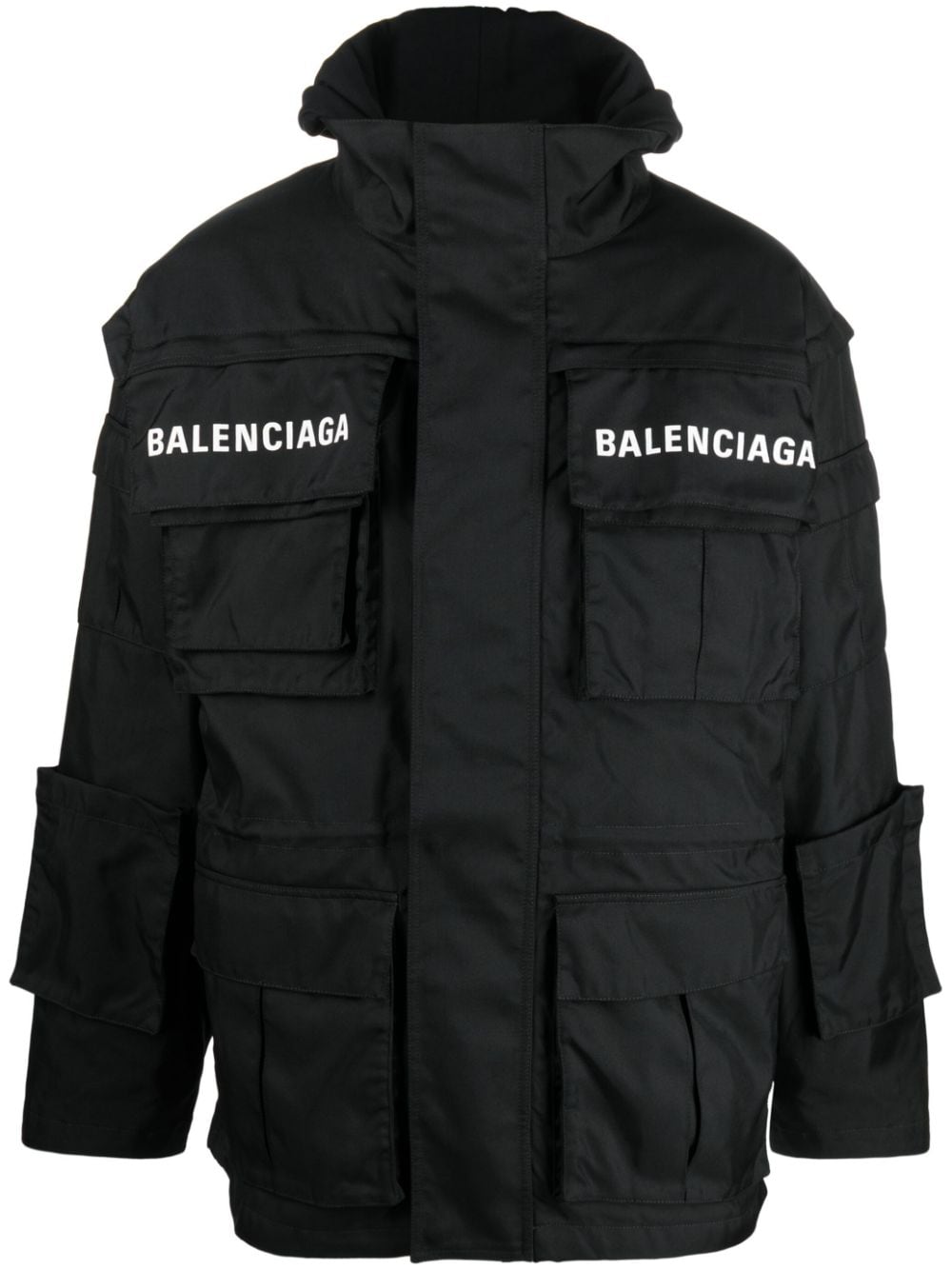 Balenciaga logo-print oversized technical parka - Black von Balenciaga