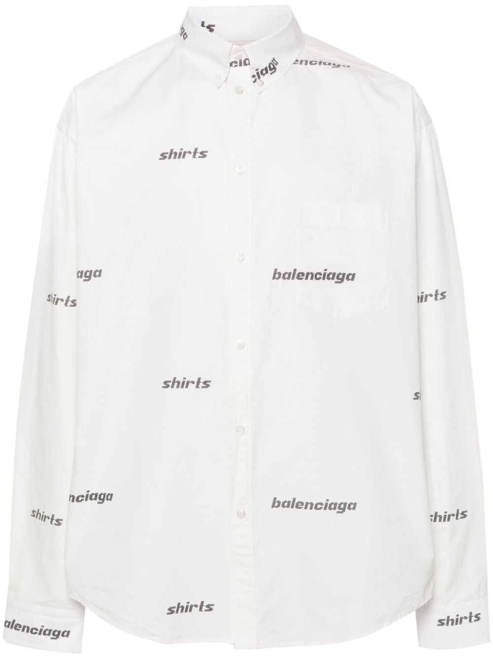 Balenciaga logo-print poplin shirt - White von Balenciaga