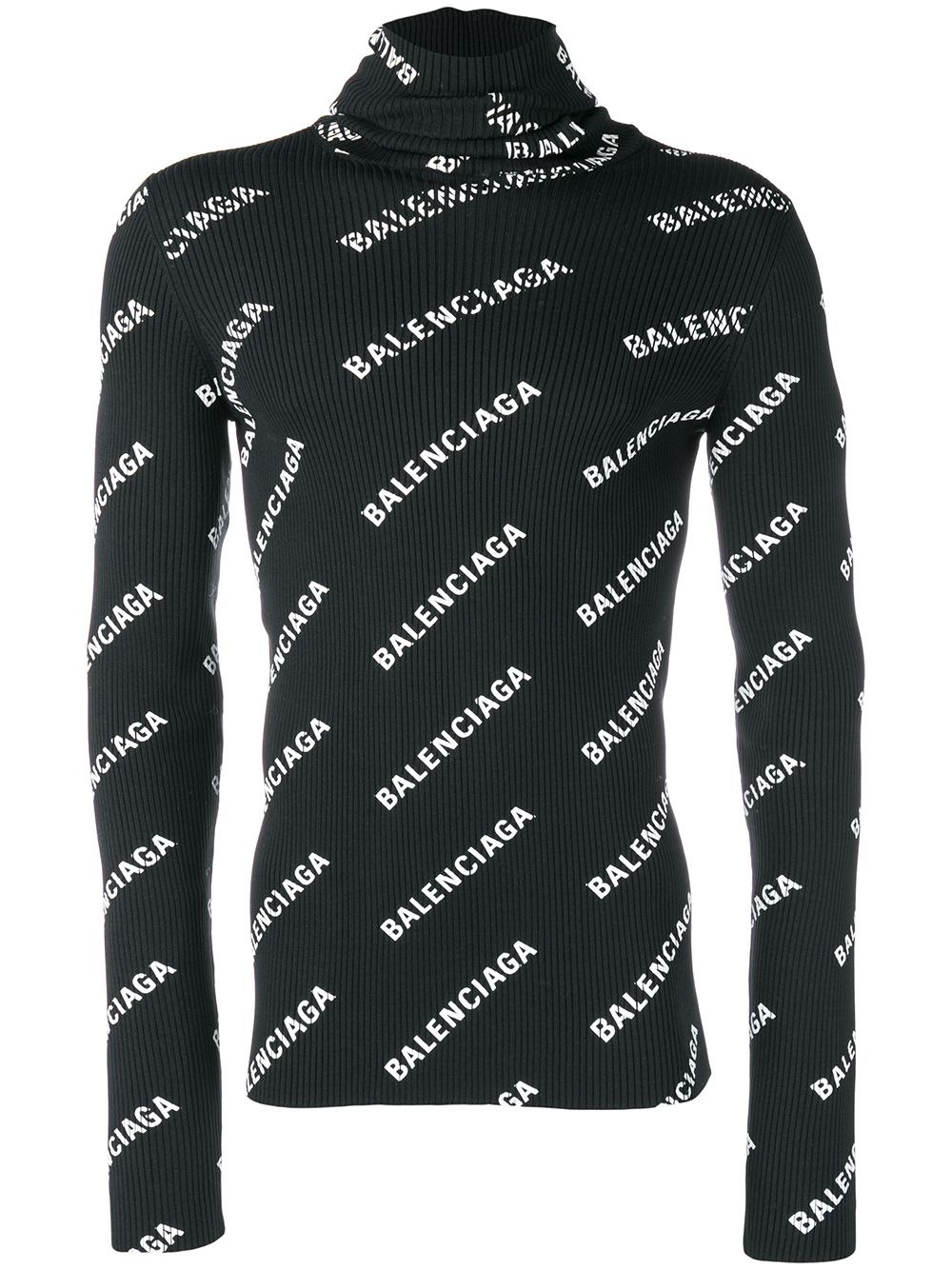 Balenciaga logo print roll neck sweater - Black von Balenciaga