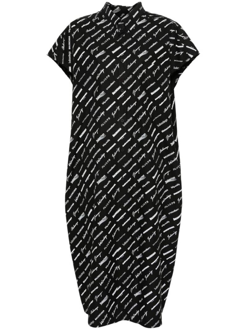 Balenciaga logo-print shirt dress - Black von Balenciaga