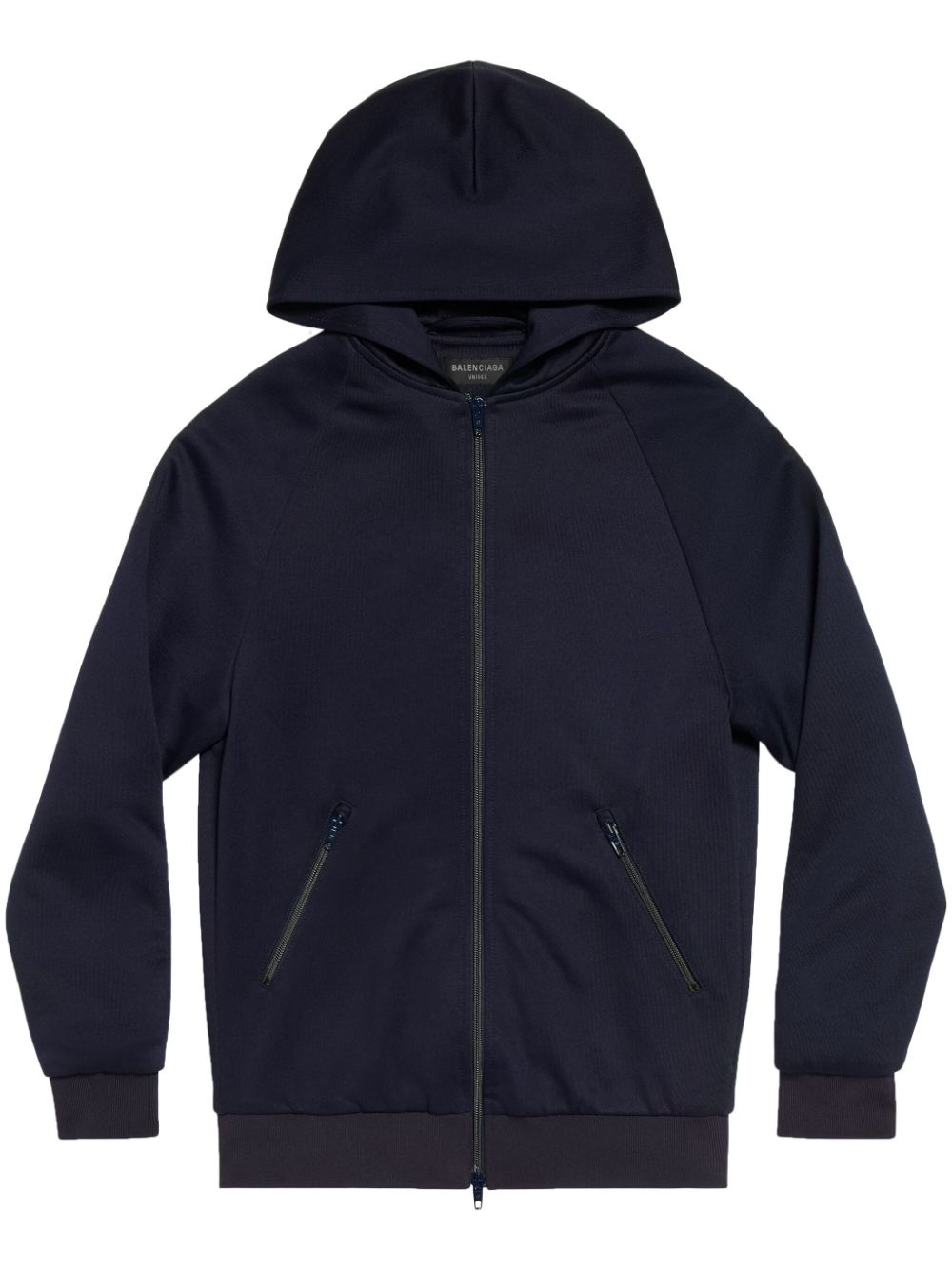 Balenciaga logo-print zip-up hoodie - Blue von Balenciaga