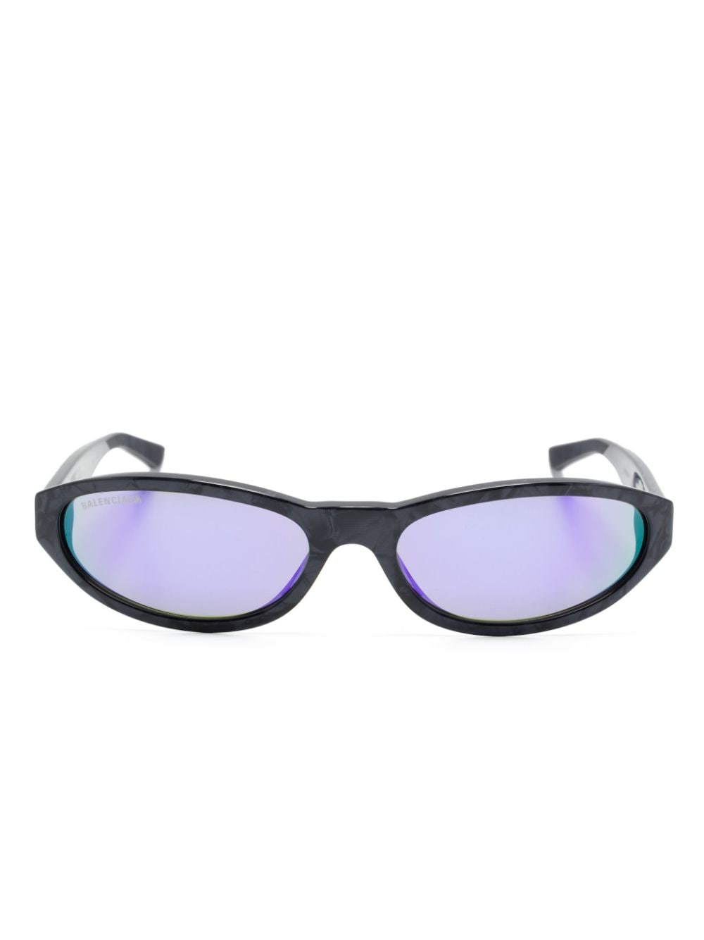 Balenciaga oval-frame mirrored sunglasses - Black von Balenciaga