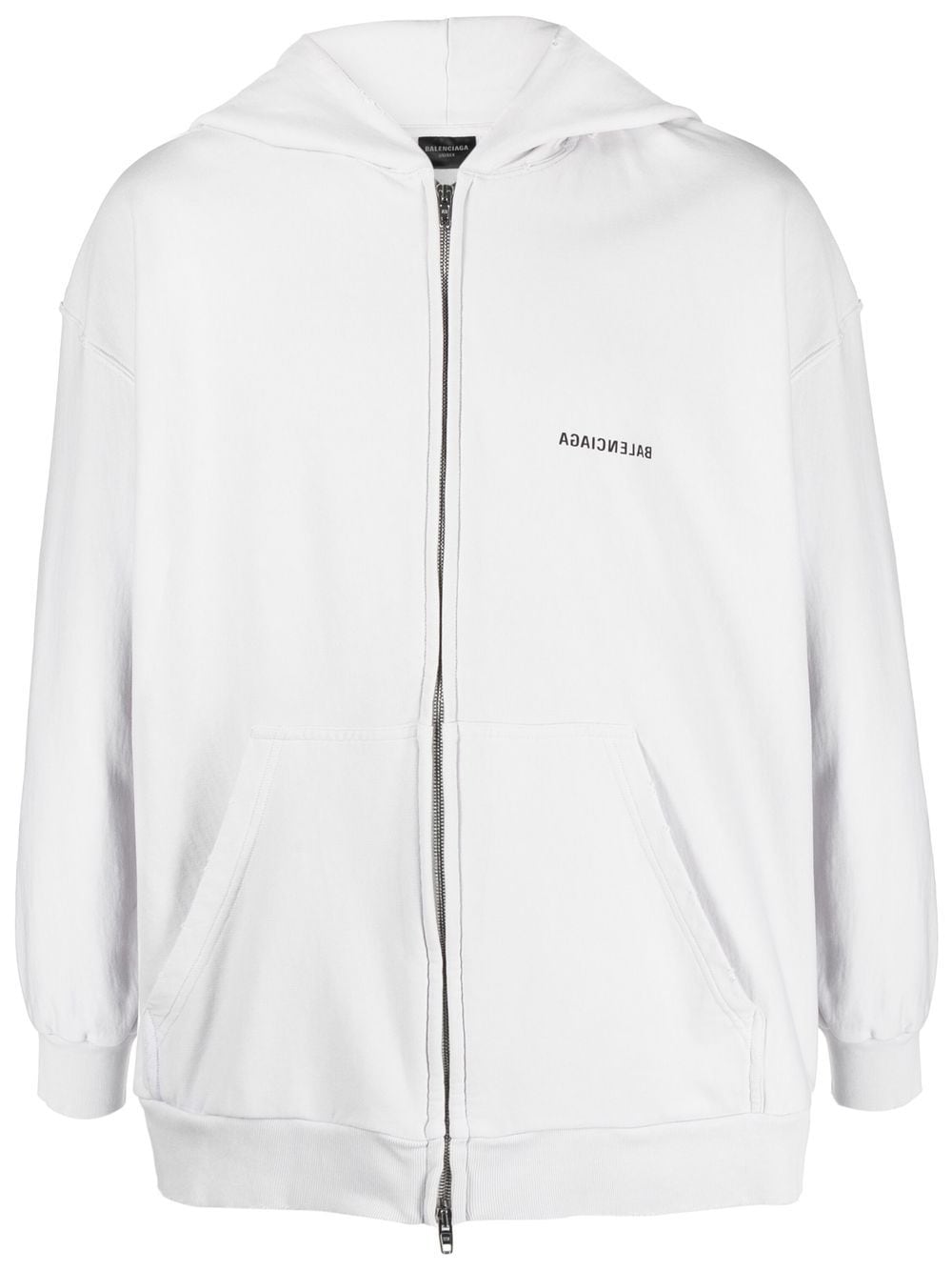 Balenciaga reverse-logo zip-up hoodie - White von Balenciaga