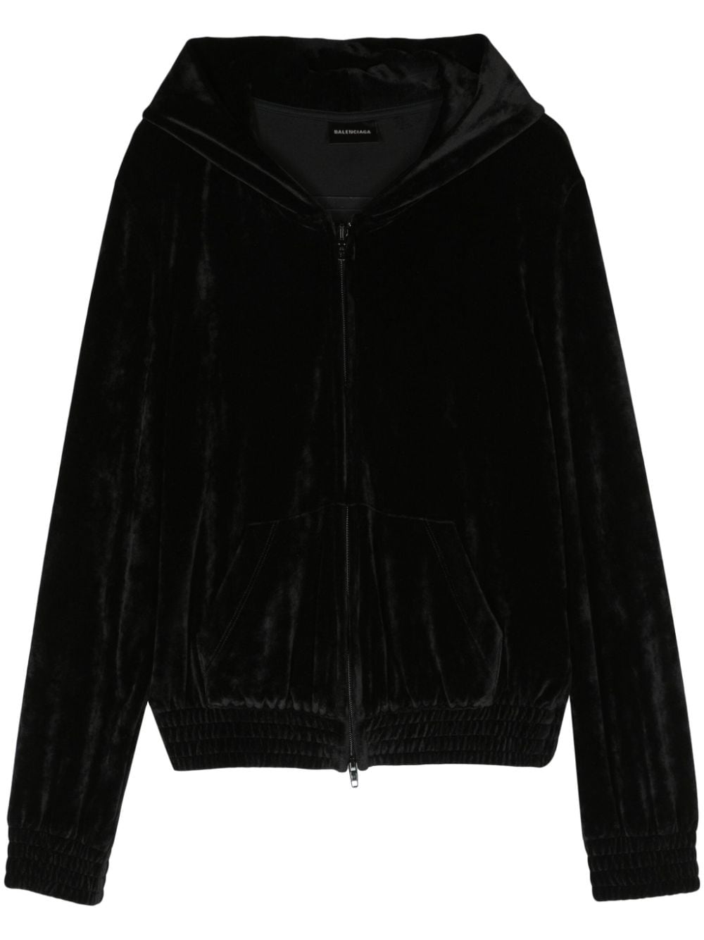 Balenciaga velvet zip-up hoodie - Black von Balenciaga