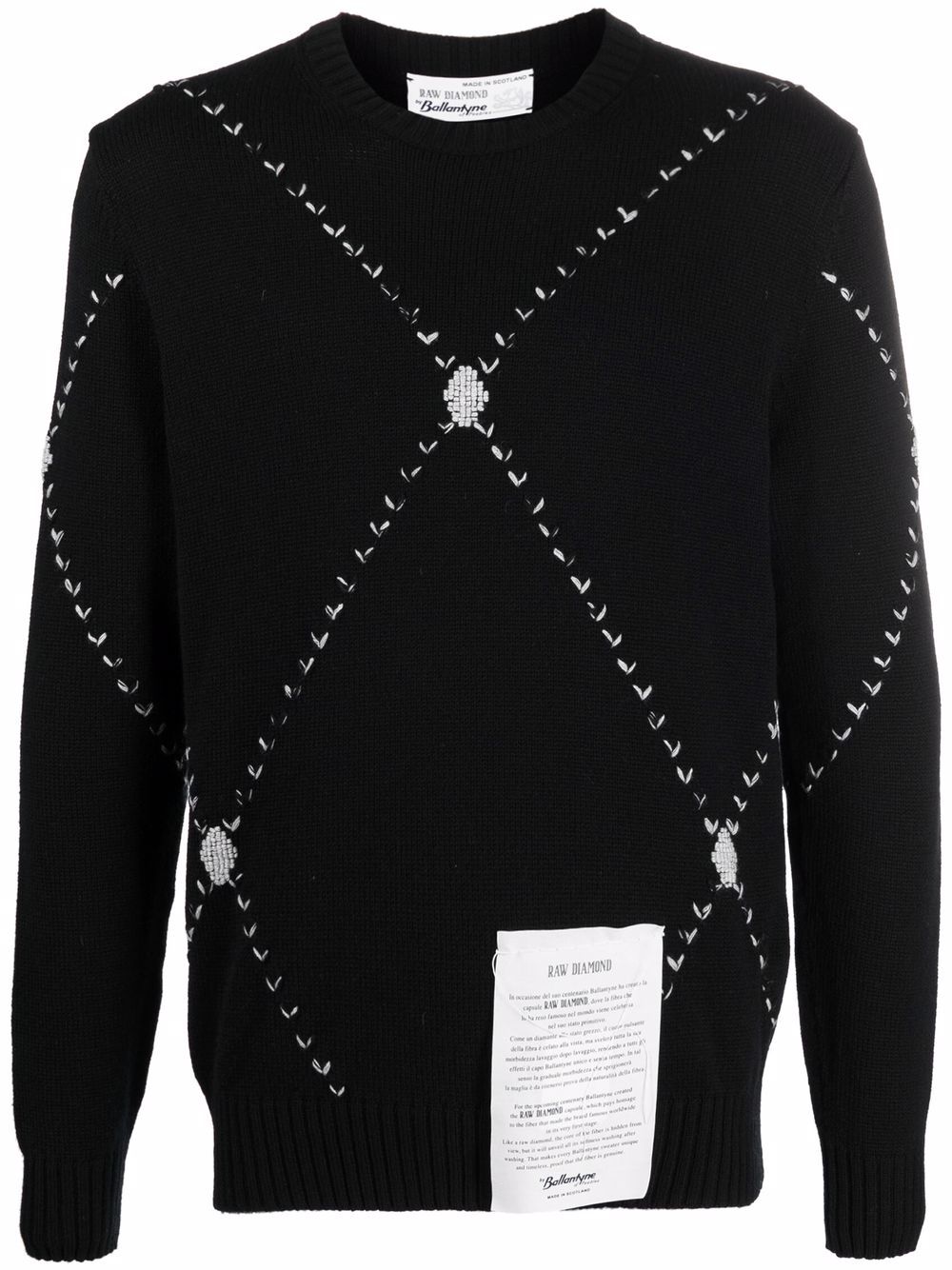 Ballantyne Raw Diamond embellished cashmere jumper - Black von Ballantyne