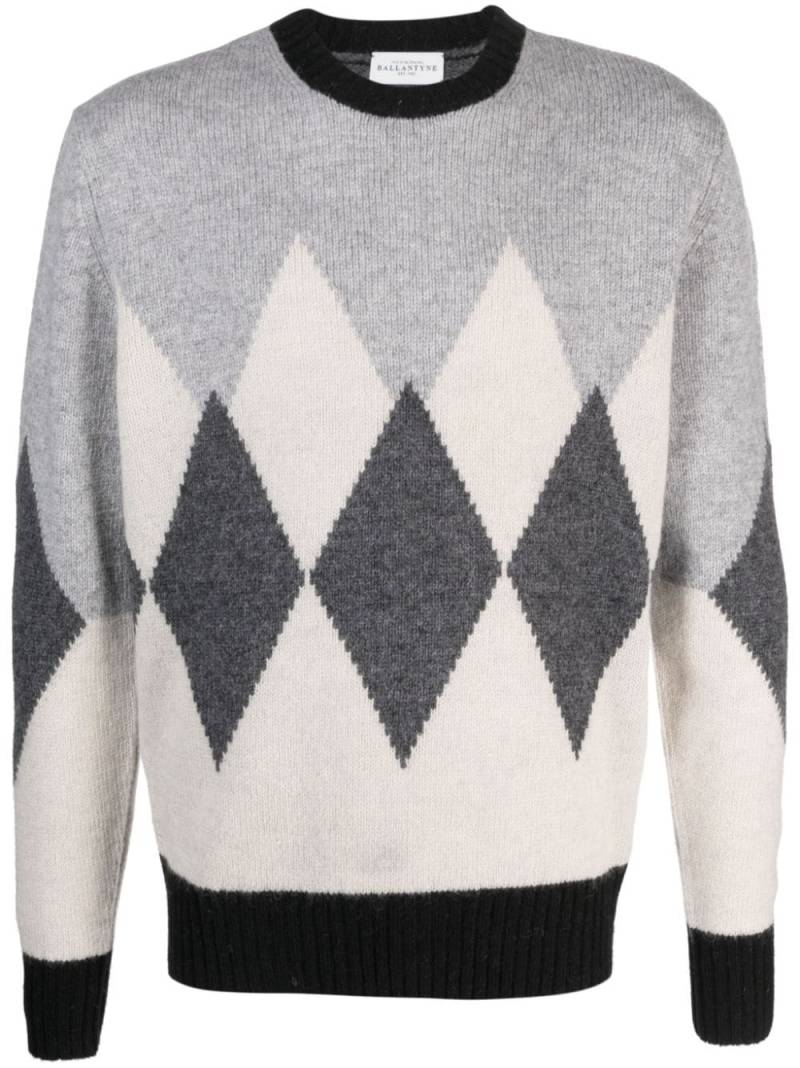 Ballantyne argyle intarsia-knit wool jumper - Grey von Ballantyne