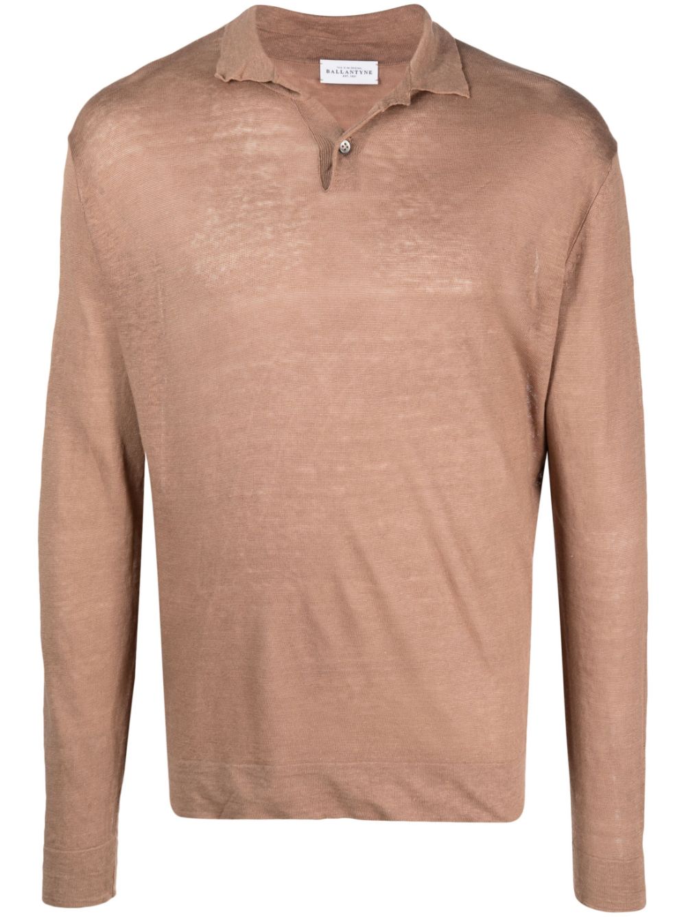 Ballantyne long-sleeve linen knit polo shirt - Brown von Ballantyne