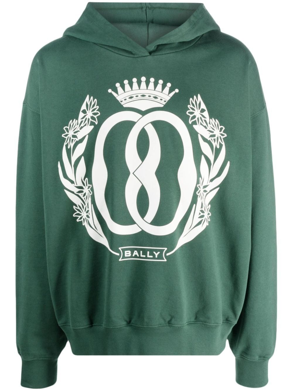 Bally Emblem logo-print cotton hoodie - Green von Bally