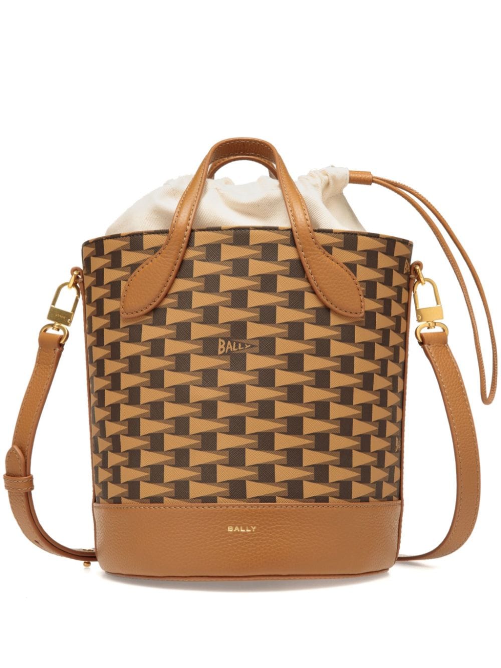 Bally Pennant logo-print bucket bag - Brown von Bally