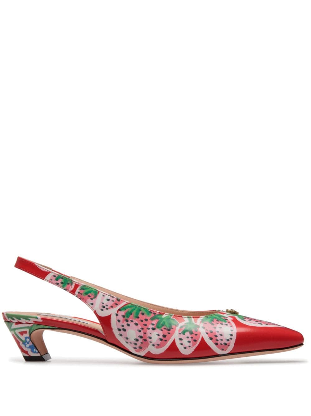 Bally Sylt 35mm strawberry-print leather pumps - Red von Bally