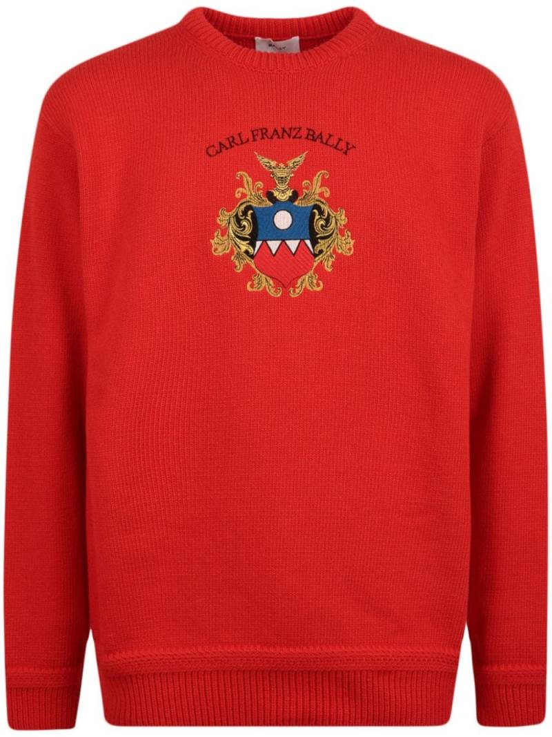 Bally emblem-intarsia wool jumper - Red von Bally