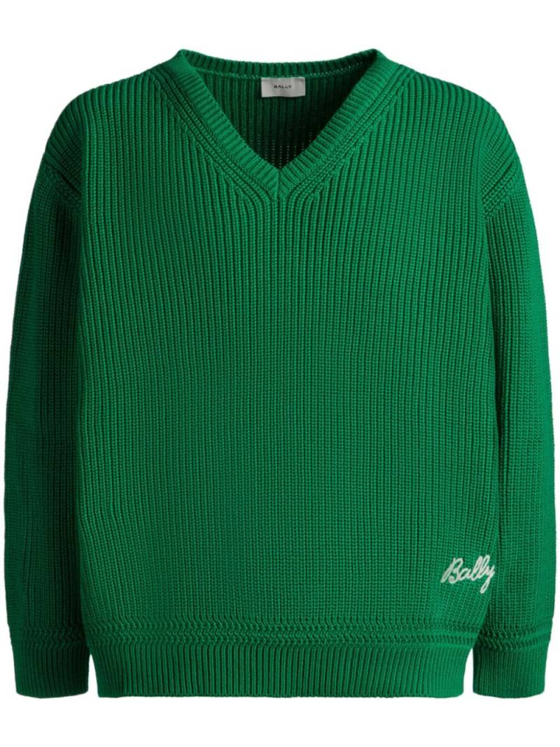 Bally logo-embroidered cotton jumper - Green von Bally