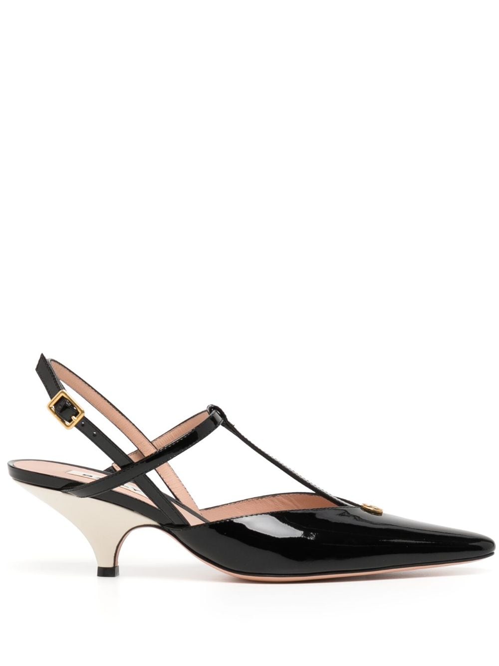 Bally logo-plaque 50mm patent-leather slingbacks - Black von Bally