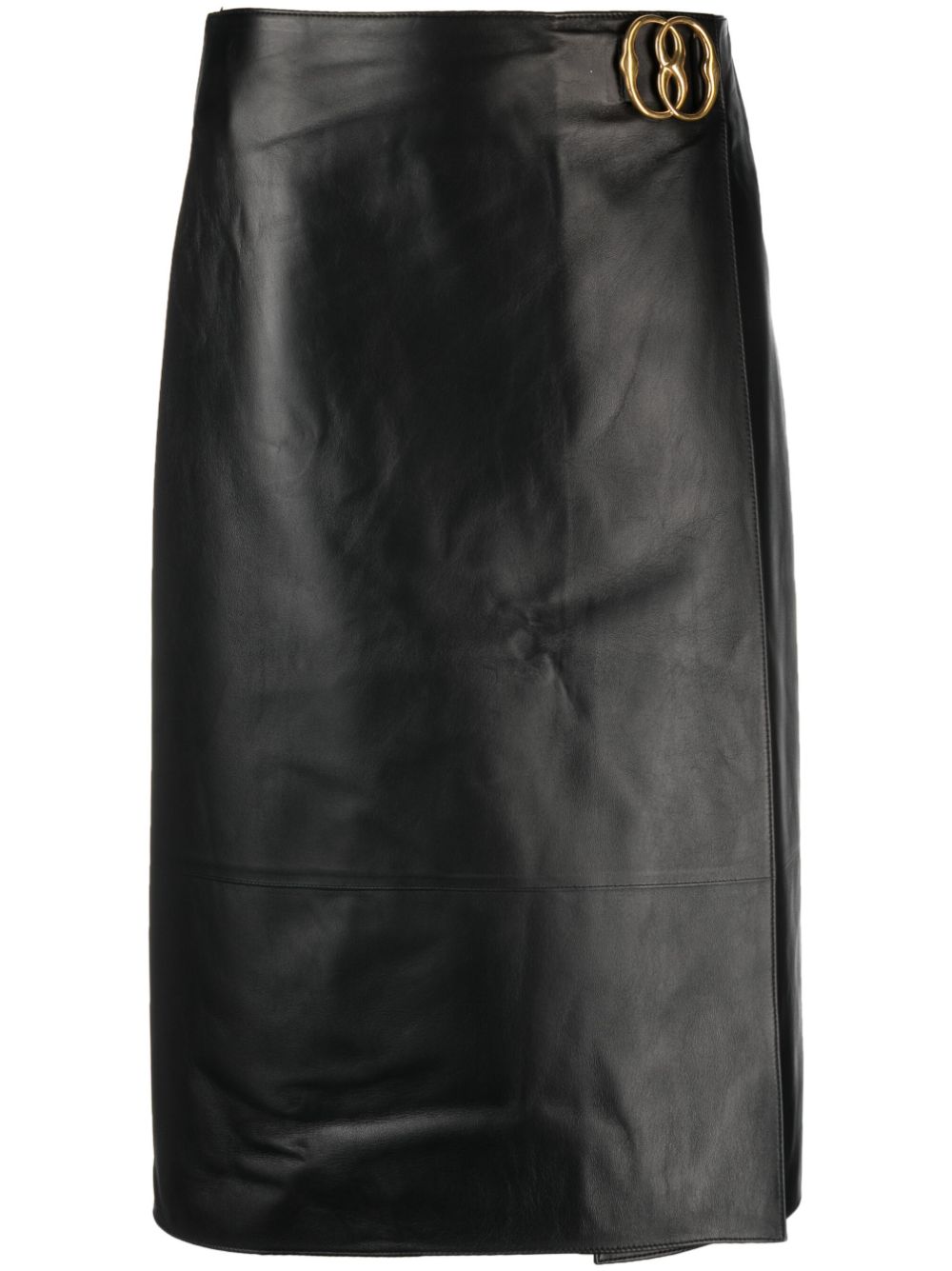 Bally logo-plaque leather skirt - Black von Bally
