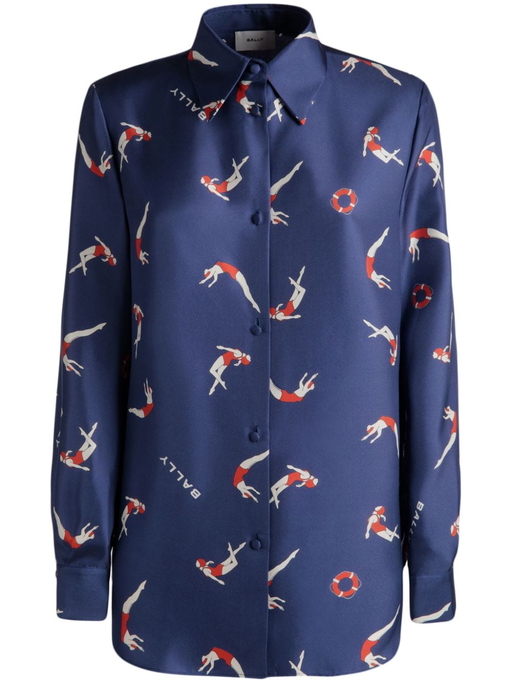 Bally silk swimmer-print shirt - Blue von Bally