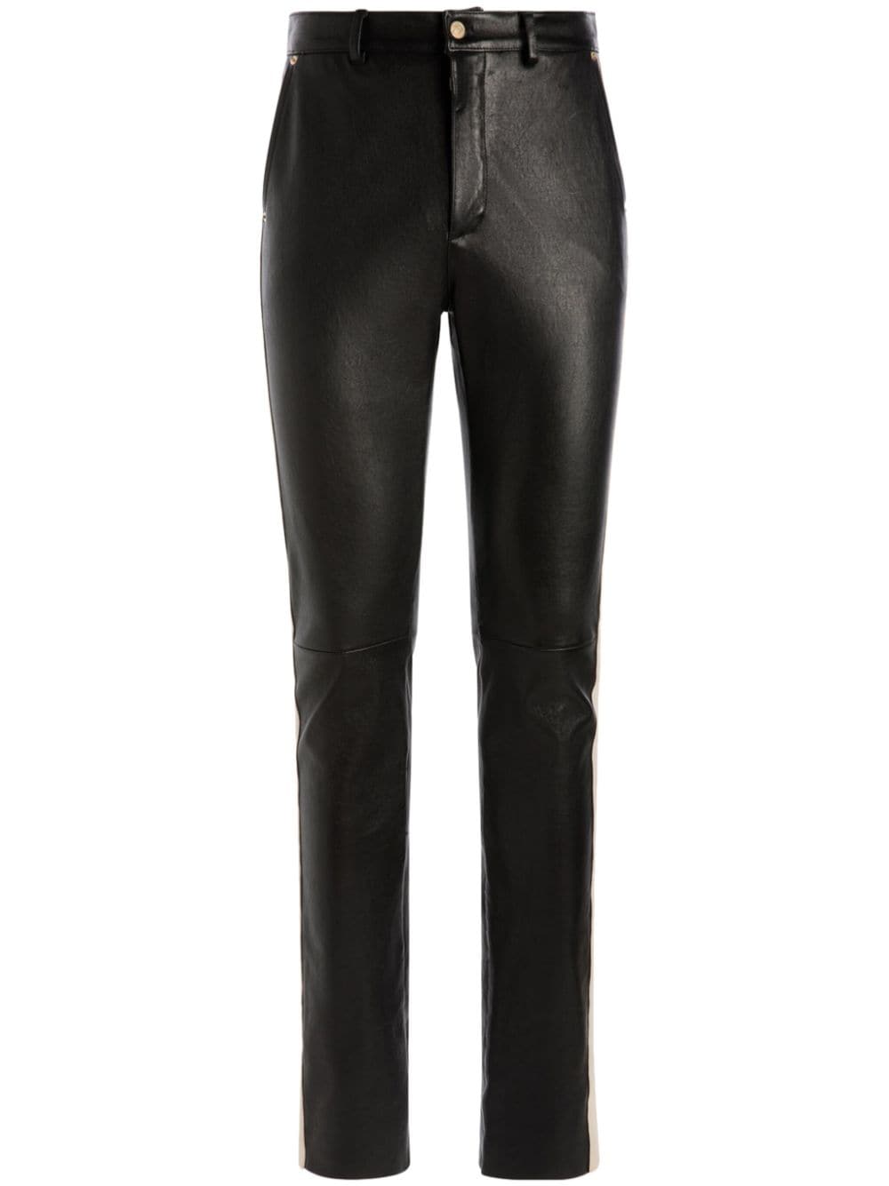 Bally stripe-detail leather tapered trousers - Black von Bally