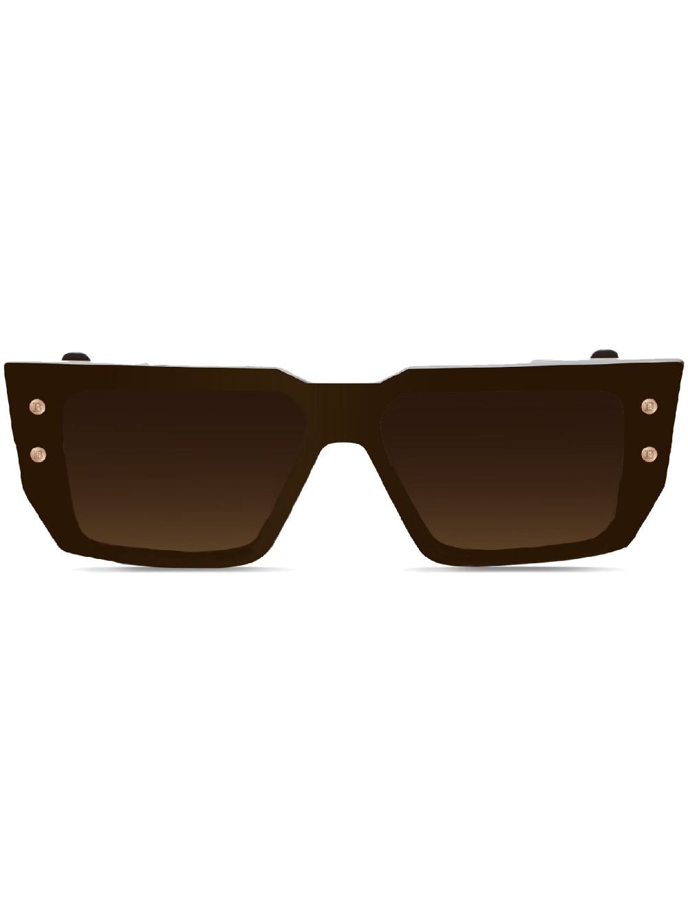 Balmain Eyewear BVI logo-plaque square-frame sunglasses - Brown von Balmain Eyewear