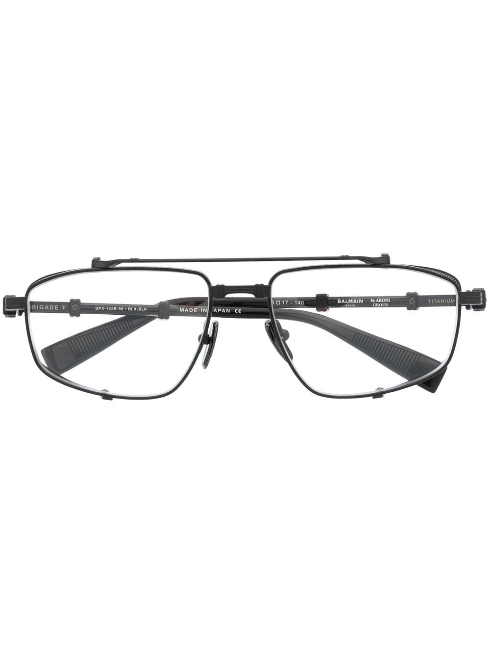 Balmain Eyewear clear-lens logo-plaque glasses - Black von Balmain Eyewear