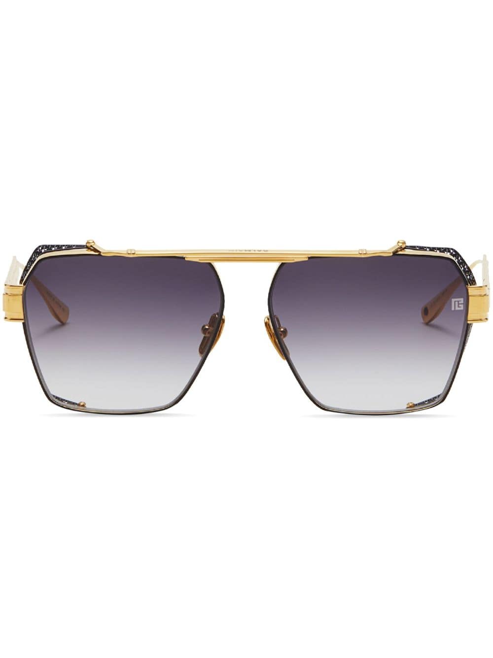 Balmain Eyewear logo-engraved oversize-frame sunglasses - Gold von Balmain Eyewear