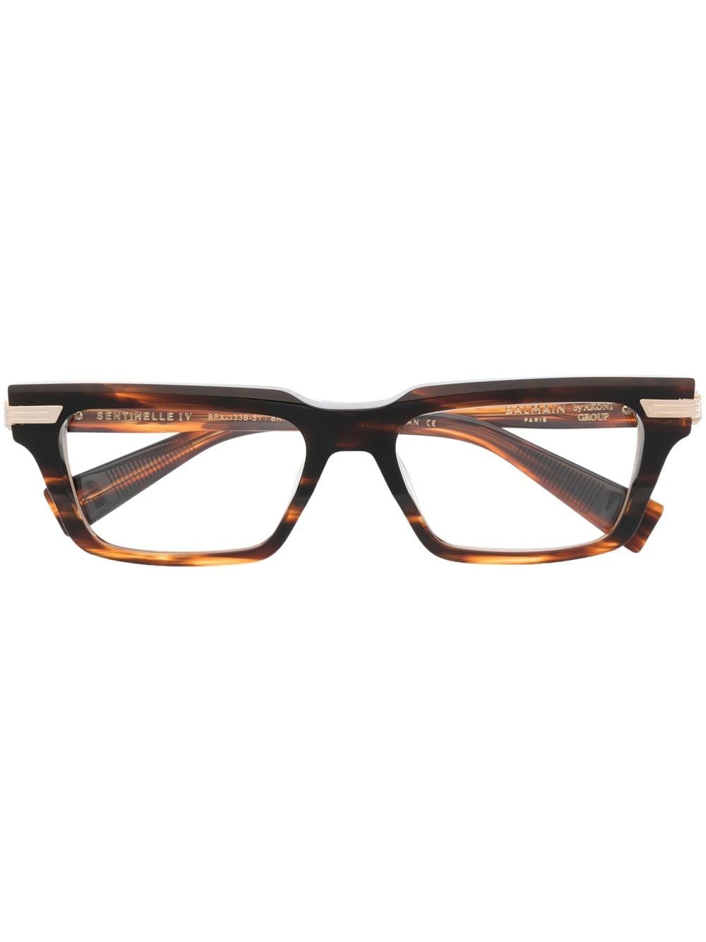Balmain Eyewear tortoiseshell-effect square-frame glasses - Brown von Balmain Eyewear