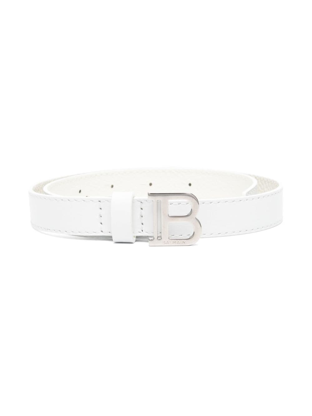 Balmain Kids B-buckle leather belt - White von Balmain Kids