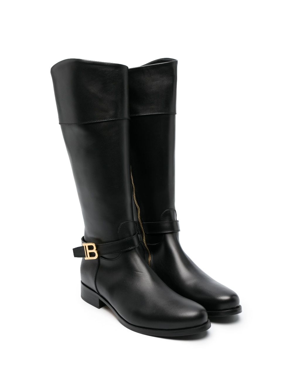 Balmain Kids B logo-plaque leather boots - Black von Balmain Kids