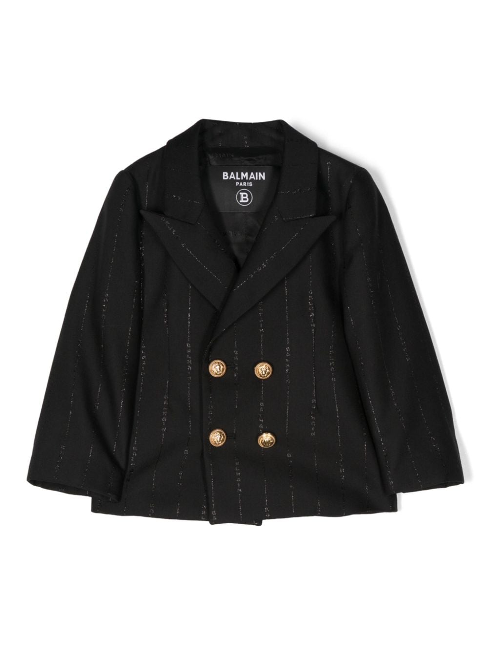 Balmain Kids Coin-engraved double-breasted blazer - Black von Balmain Kids