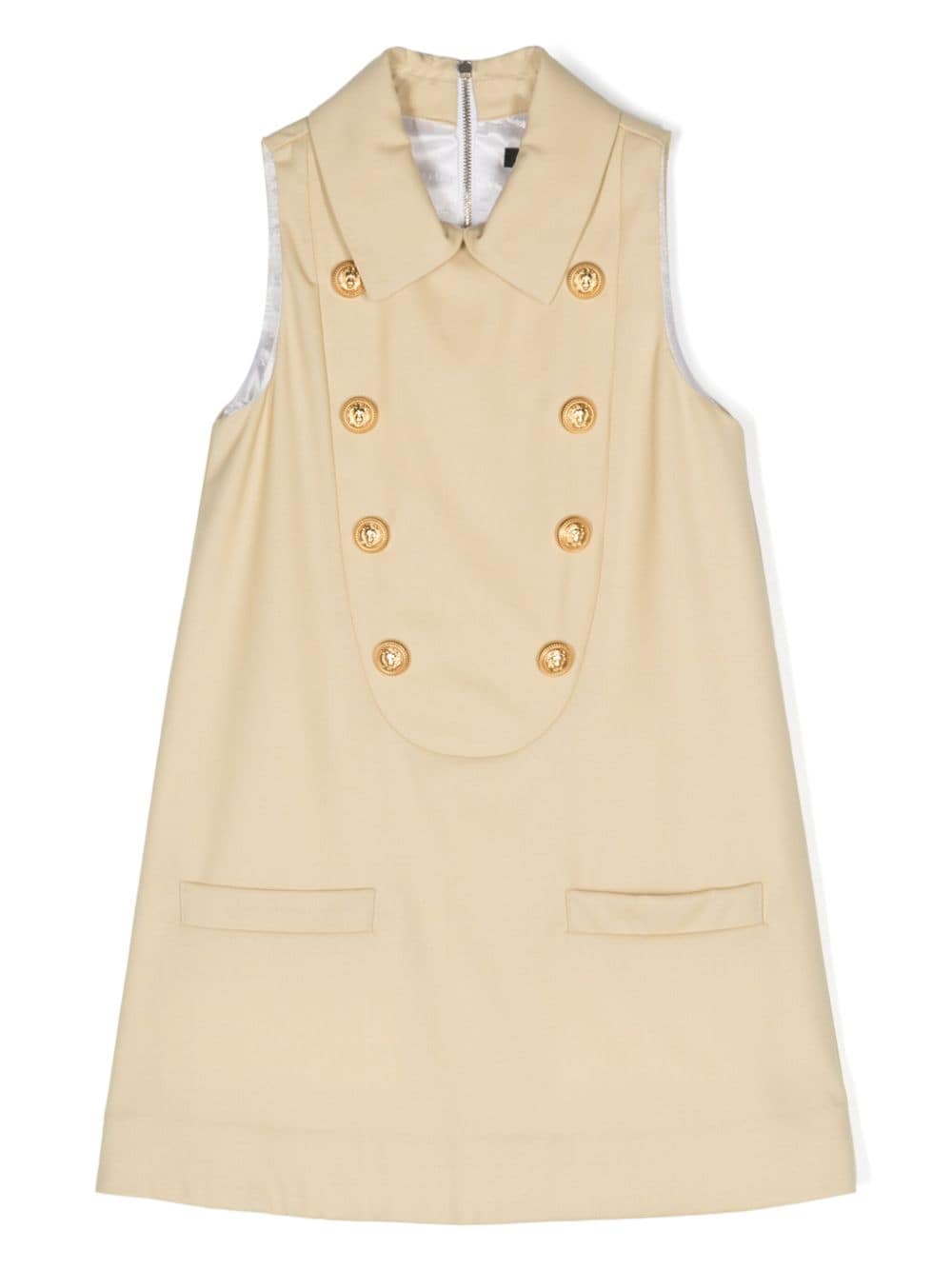 Balmain Kids Coin-engraved sleeveless mini dress - Neutrals von Balmain Kids