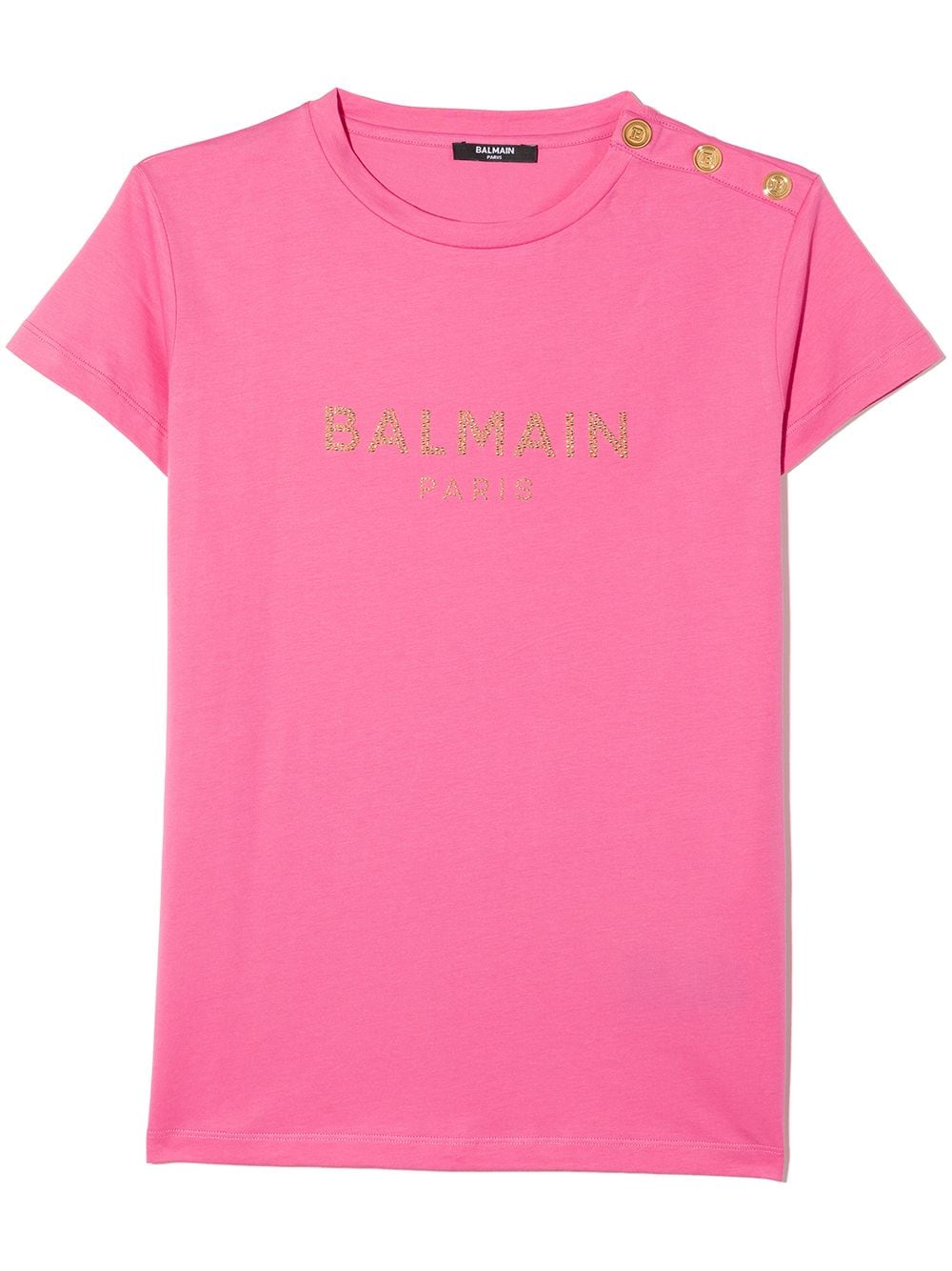 Balmain Kids TEEN button-embellished logo T-shirt - Pink von Balmain Kids