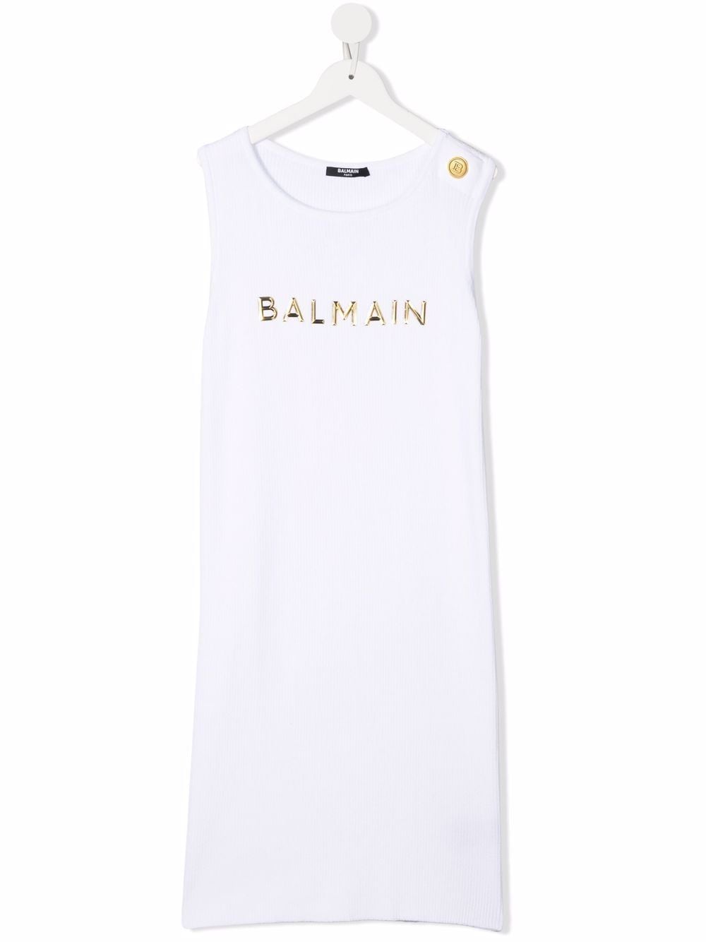 Balmain Kids TEEN chest logo tank dress - White von Balmain Kids