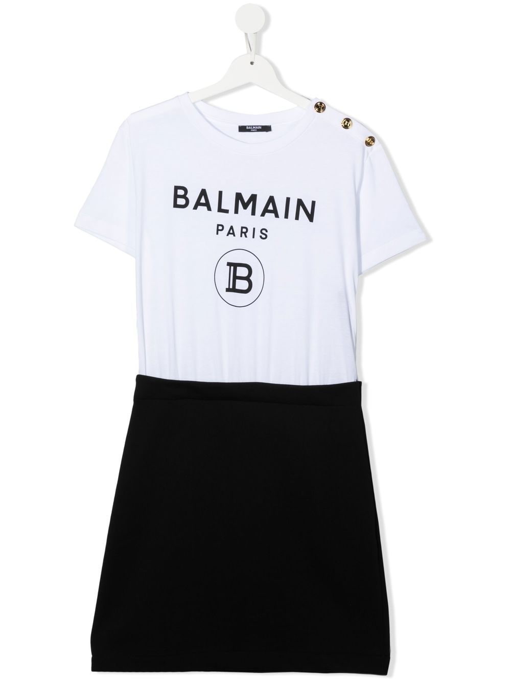 Balmain Kids TEEN logo print cotton dress - White von Balmain Kids