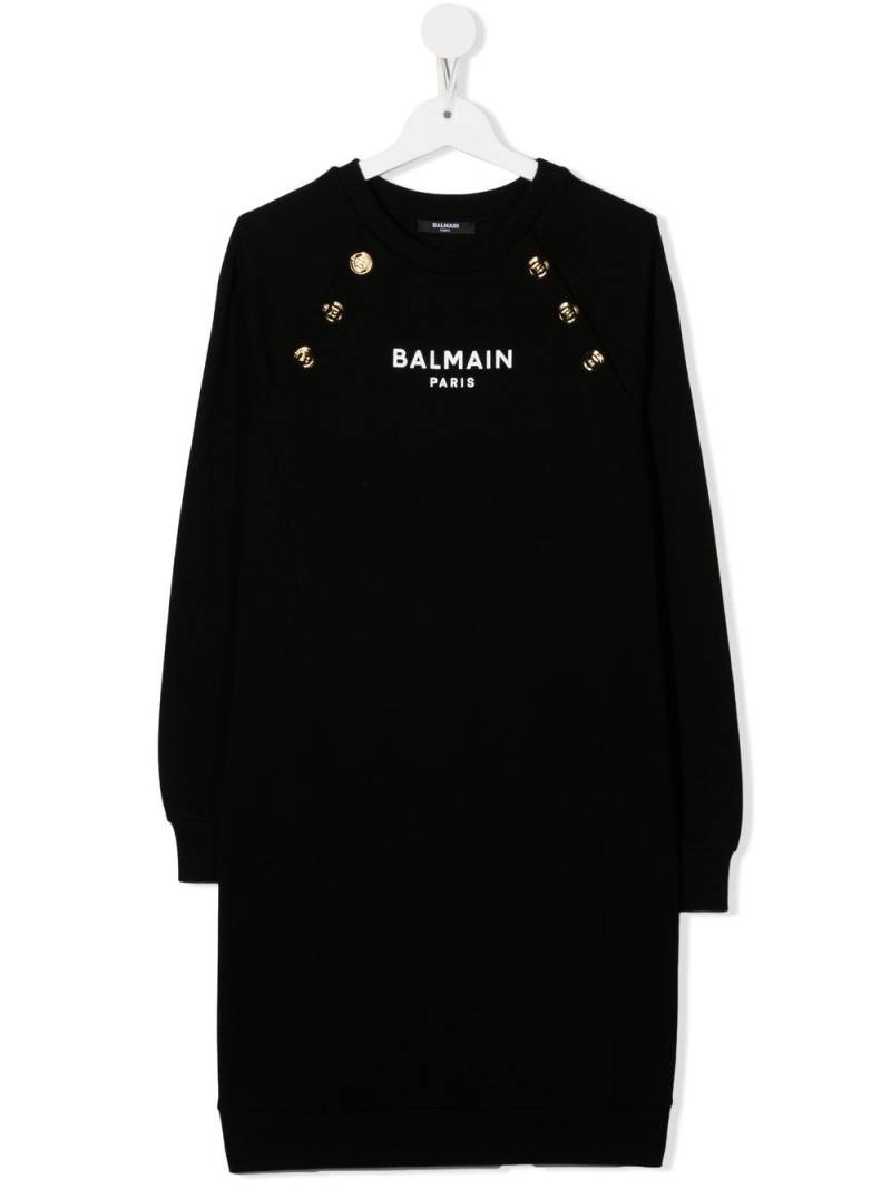 Balmain Kids TEEN logo-print long-sleeve sweatshirt dress - Black von Balmain Kids