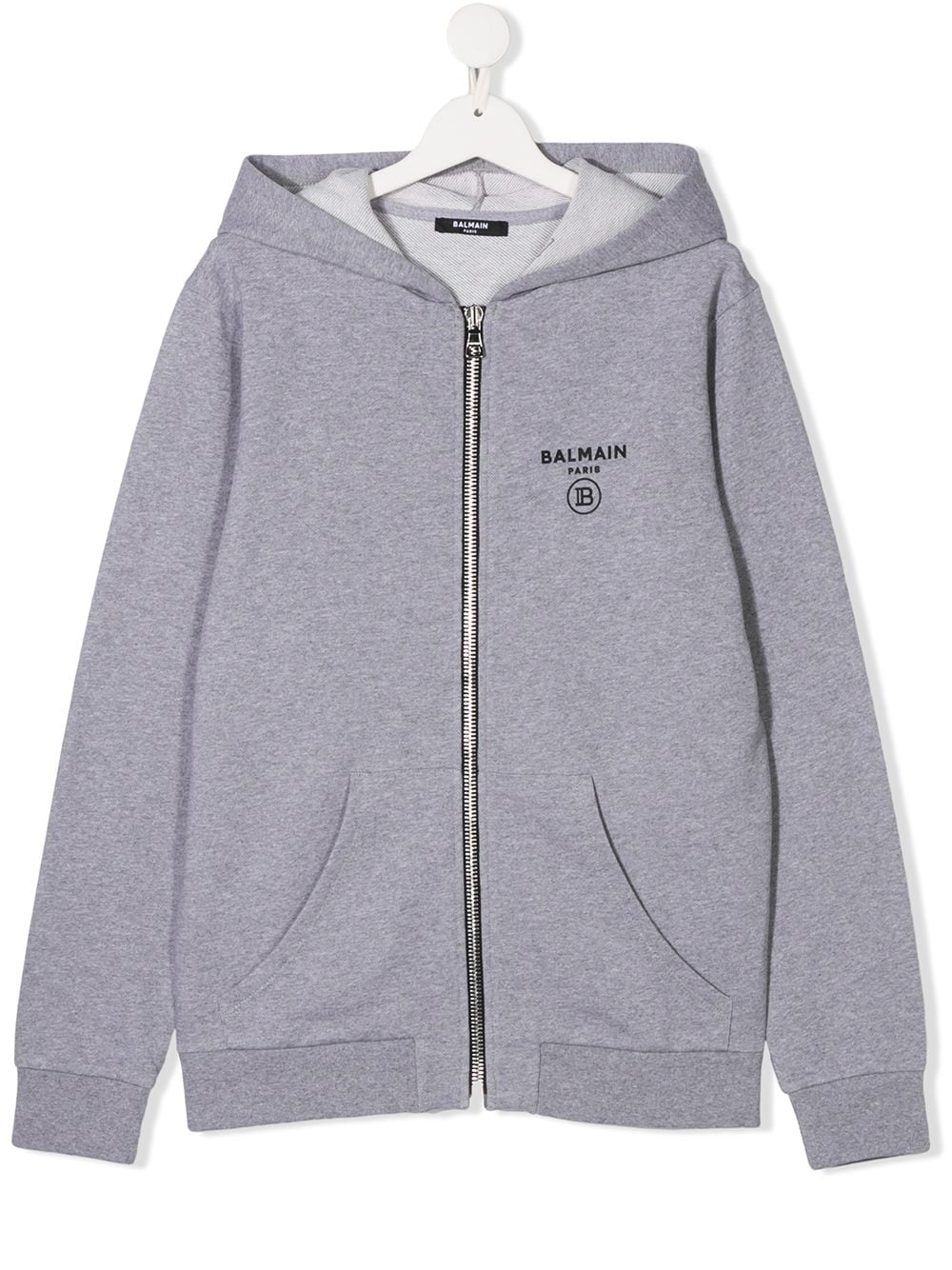 Balmain Kids TEEN logo print zipped hoodie - Grey von Balmain Kids