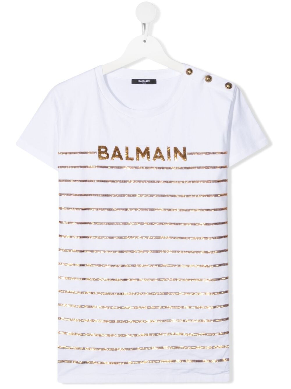 Balmain Kids TEEN logo sequin-stripe T-shirt - White von Balmain Kids